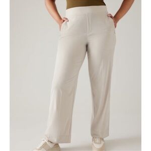 Athleta Brooklyn Heights New Wide Leg Stretch Lightweight Pants Cream sz 18 NWT